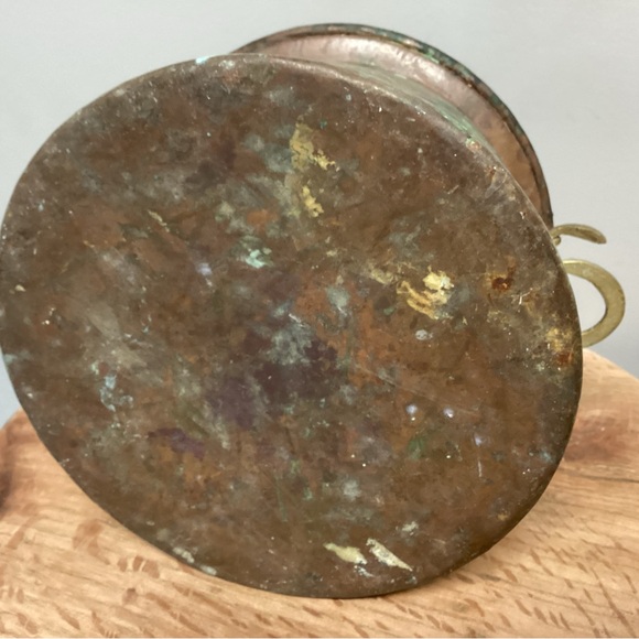 🟡 Vintage (Antique - ?)Copper Pot - Brass Handles - Beautiful Patina - Rare - Picture 10 of 14